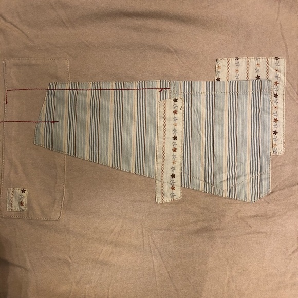 Incredible Produx Designer's Top beige crew neck long sleeves light sand patches - Picture 6 of 7